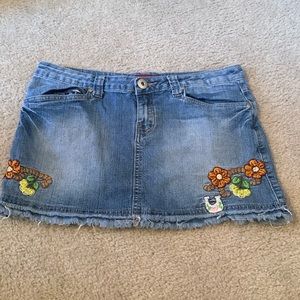 denim mini skirt